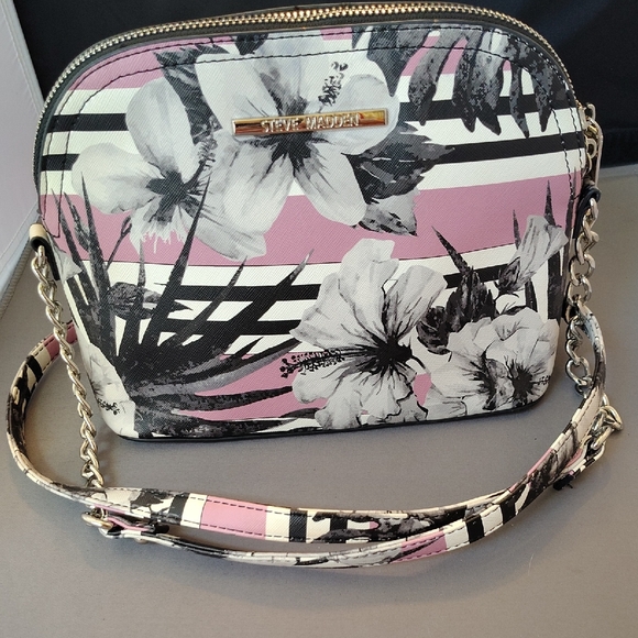 Steve Madden Black and Pink Floral Crossbody Bag - Picture 1 of 2